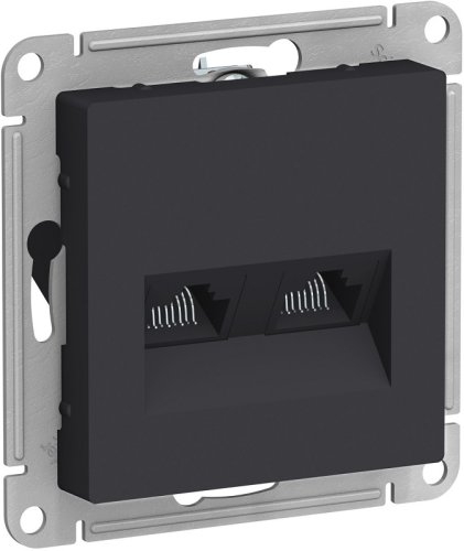 Розетка компьютерная без рамки Systeme Electric AtlasDesign 2-м. RJ45+RJ45 5e карбон картинка